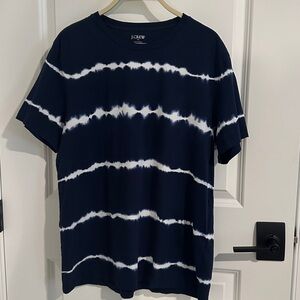 NWOT- J.Crew Navy Blue and White Tie-Dye T-Shirt